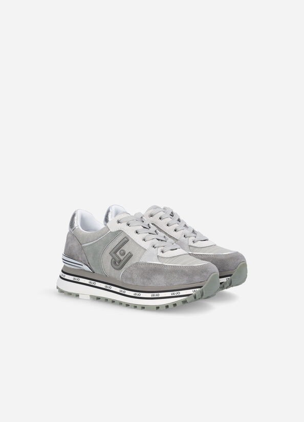 Liu Jo Platform In Sparkling Fabric Women's Sneakers Grey | BVR-148632