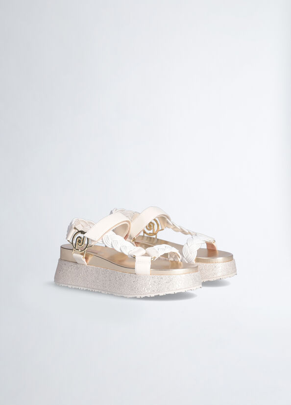 Liu Jo Platform With Braiding Women's Sandals White | WTE-658047