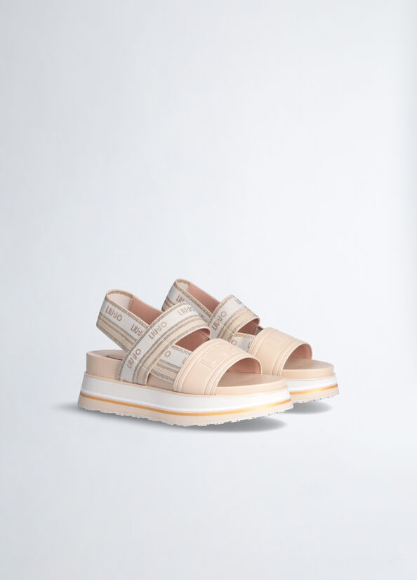 Liu Jo Platform With Jacquard Logo Women's Sandals Beige | KXL-625170