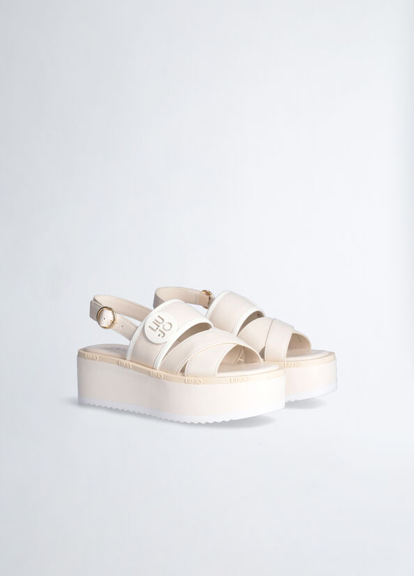 Liu Jo Platform With Logo Women's Sandals White | OYH-437210