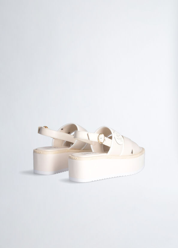 Liu Jo Platform With Logo Women's Sandals White | OYH-437210