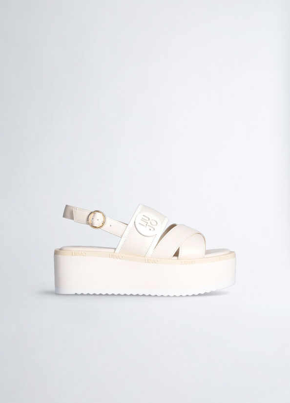 Liu Jo Platform With Logo Women\'s Sandals White | OYH-437210