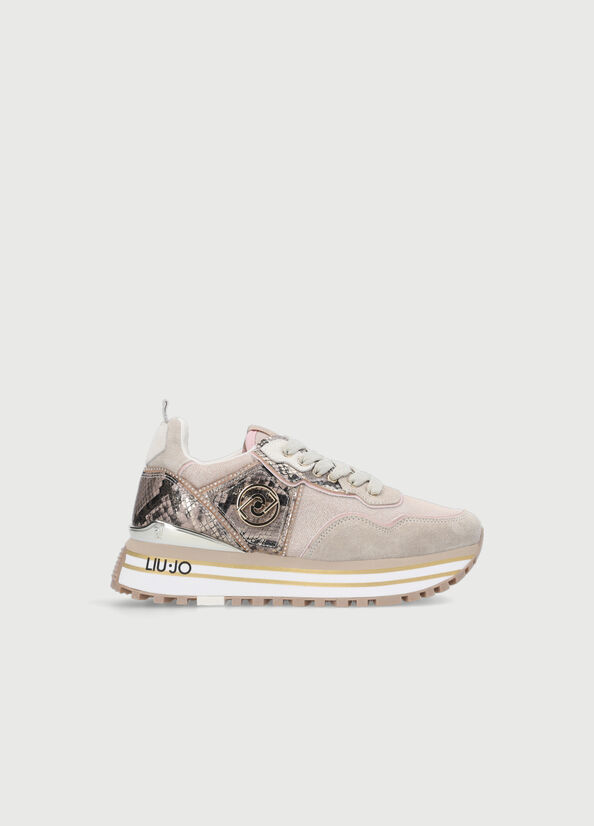 Liu Jo Platform With Python Print Women's Sneakers Beige | VDM-709281