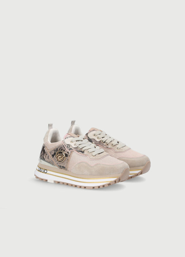 Liu Jo Platform With Python Print Women's Sneakers Beige | VDM-709281