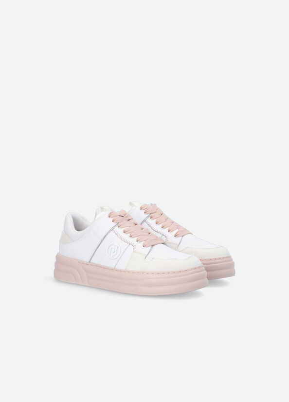 Liu Jo Platform With Two-Tone Sole Women's Sneakers White / Pink | IJT-602314