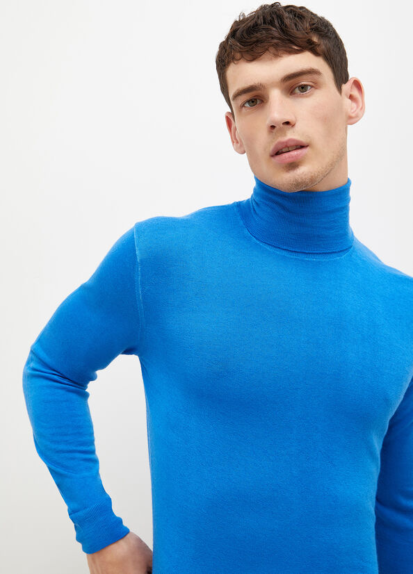 Liu Jo Pure Turtleneck Men's Sweaters Royal Blue | AOL-069241