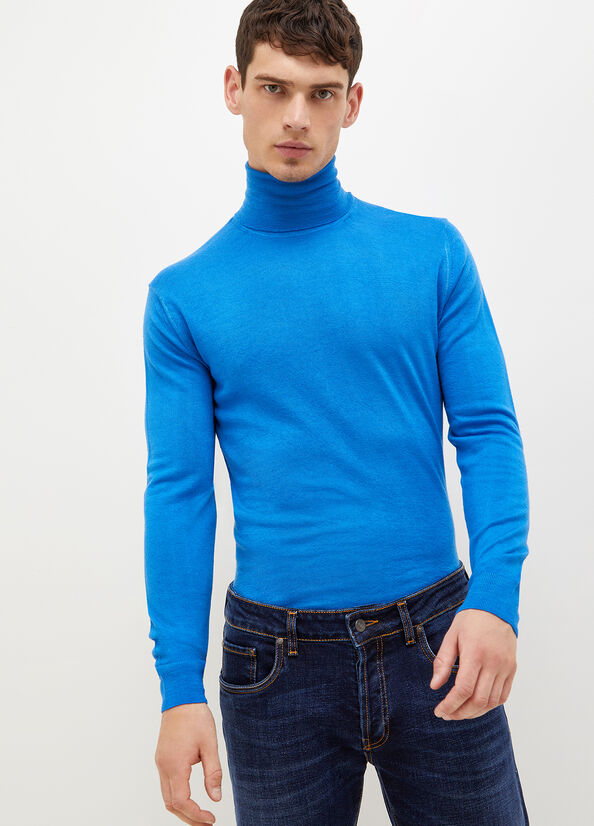 Liu Jo Pure Turtleneck Men\'s Sweaters Royal Blue | AOL-069241