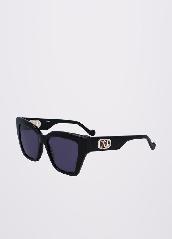 Liu Jo Rectangular Women's Sunglasses Black | TDG-069815