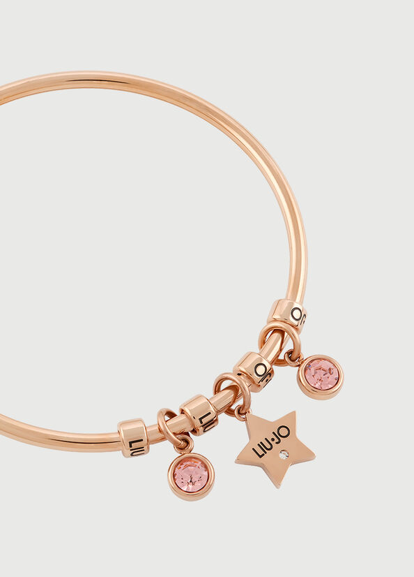 Liu Jo Rigid Bracelet With Jewel Charm Women's Jewelry Rose Gold | AKX-698310