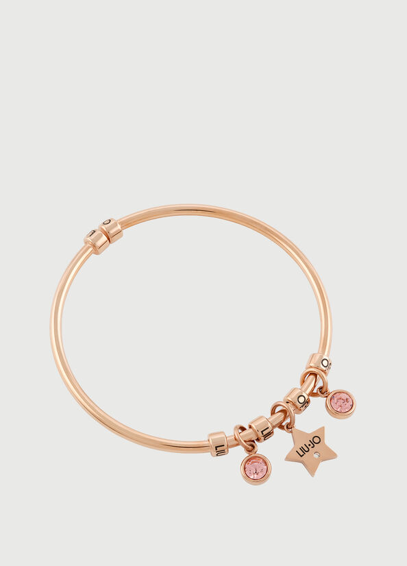 Liu Jo Rigid Bracelet With Jewel Charm Women\'s Jewelry Rose Gold | AKX-698310