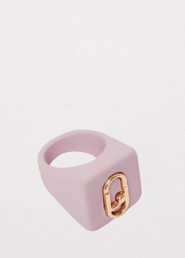 Liu Jo Ring With Monogram Logo Women's Jewelry Pink | DVI-713508