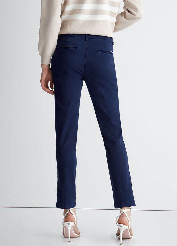 Liu Jo Satin Chinos Women's Pants Navy | JLU-091346