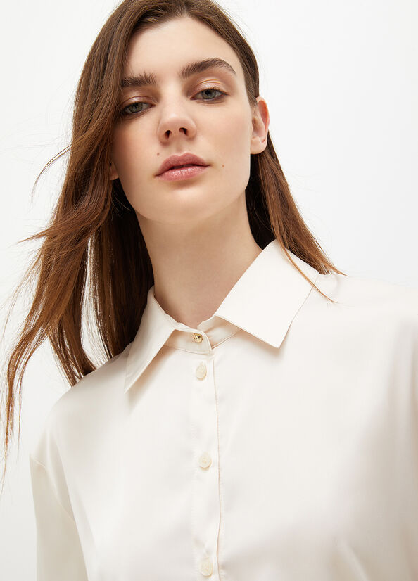 Liu Jo Satin Women's Shirts White | ISH-024839