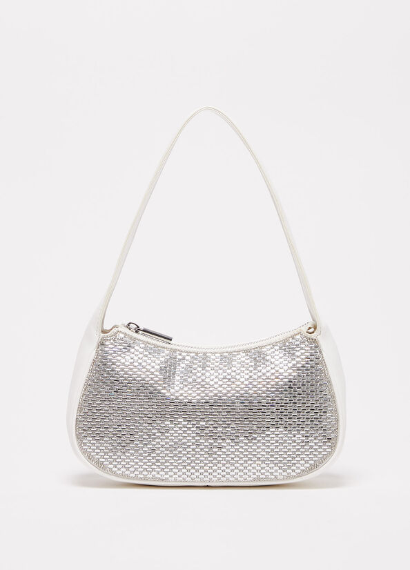 Liu Jo Shoulder With Rhinestones Women's Shoulder Bags White | MQP-174029