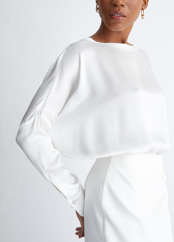 Liu Jo Silk Blend Blouse Women's Shirts White | PTX-549031