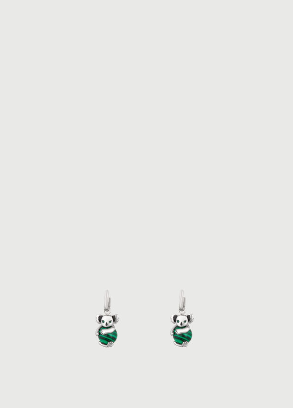 Liu Jo Single Koala Earring Women\'s Jewelry Silver / Green | ITX-710546