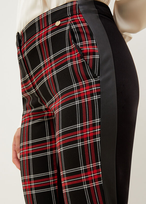 Liu Jo Slim Fit Tartan Women's Pants Black / Red | UQY-526810