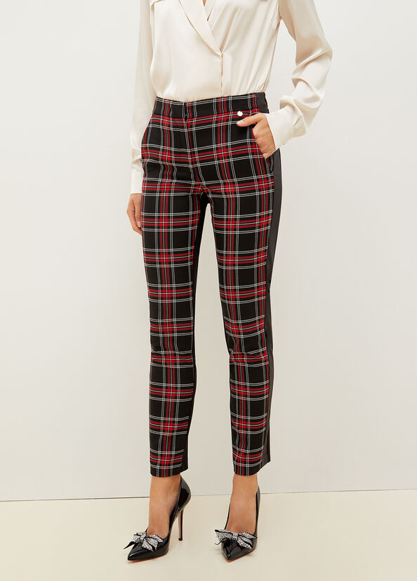 Liu Jo Slim Fit Tartan Women\'s Pants Black / Red | UQY-526810