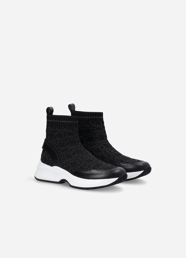 Liu Jo Sock With Jacquard Monogram Women's Sneakers Black | TJE-603845