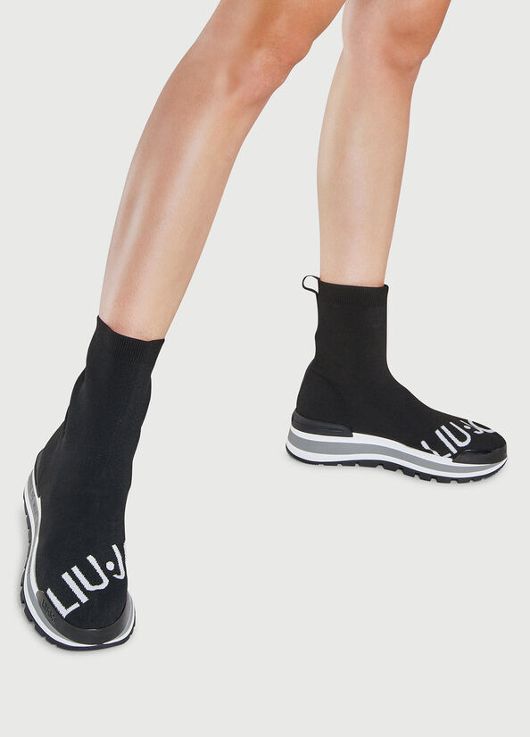 Liu Jo Sock With Logo Women\'s Sneakers Black | JZK-159864