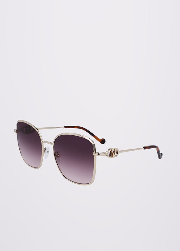 Liu Jo Squared Women's Sunglasses Gold | PVK-687514