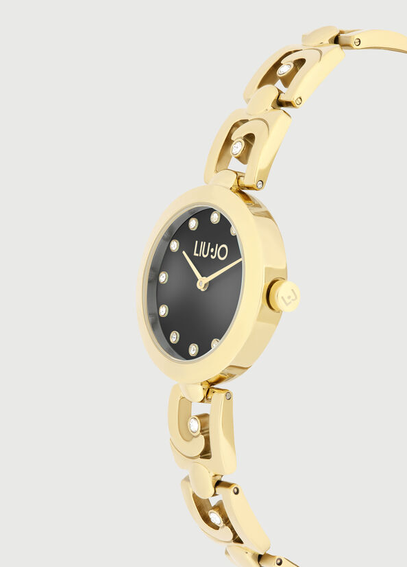 Liu Jo Steel With Logo Women's Watches Gold / Black | UTG-346580