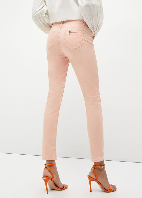 Liu Jo Stretch Bottom Up Women's Pants Coral | ACS-529806