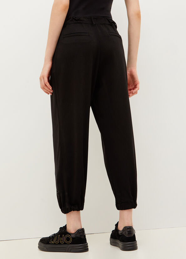 Liu Jo Stretch Cotton Fleece Women's Pants Black | SLY-984532