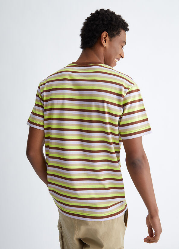 Liu Jo Striped Men's T Shirts Brown | LXJ-543720