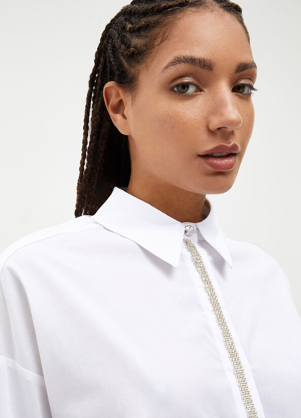 Liu Jo Striped Poplin Women's Shirts White | GMZ-084153