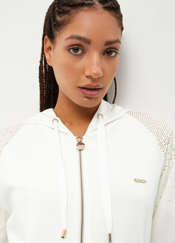 Liu Jo Studded Women's Sweatshirts White | SBM-385601