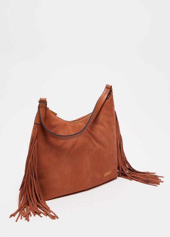 Liu Jo Suede Shoulder With Fringes Women's Shopper Bag Brown | SHU-389042