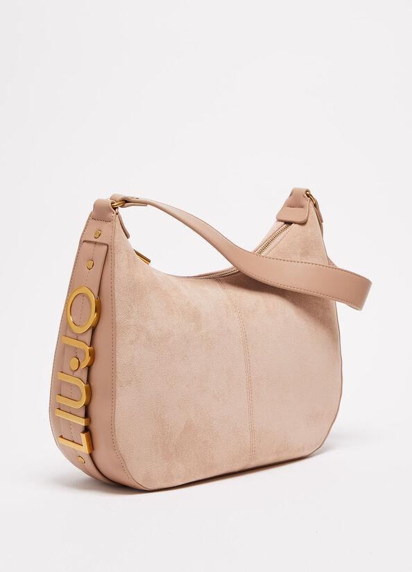 Liu Jo Suede Shoulder Women's Shoulder Bags Beige | BUW-301849