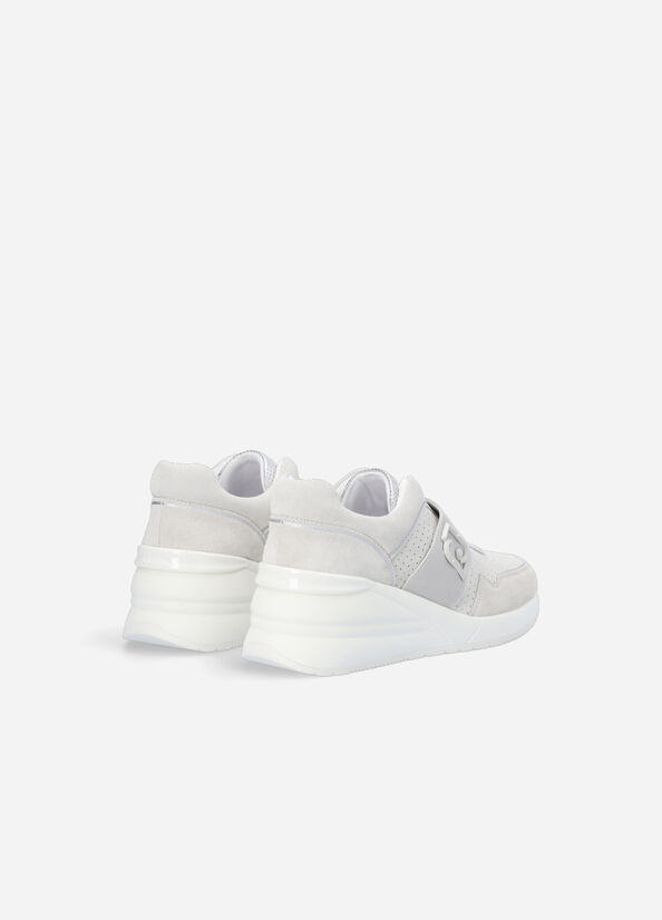 Liu Jo Suede Slip Ons With Wedge Women's Sneakers White | WZN-962370