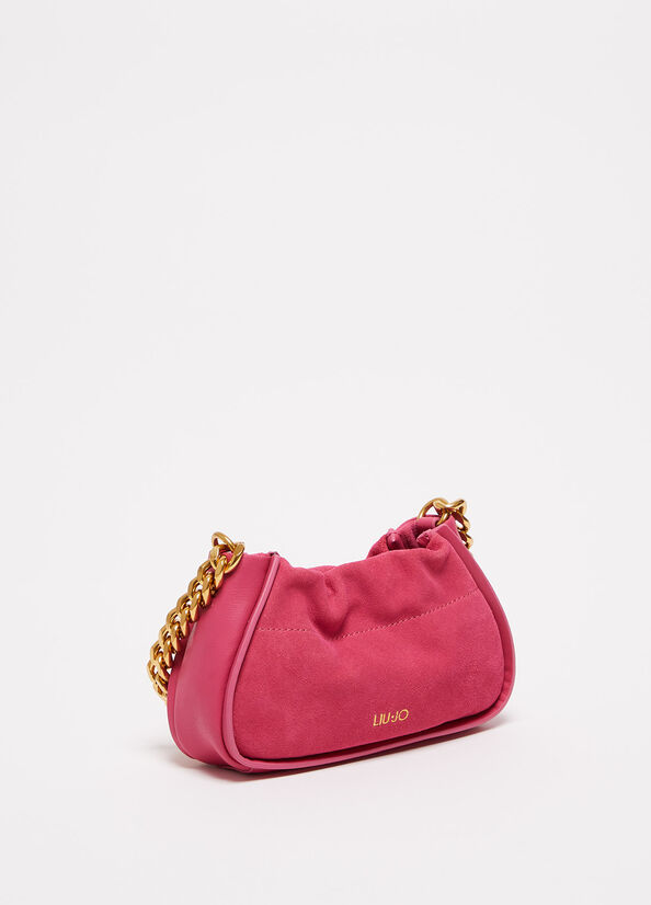 Liu Jo Suede With Logo Women's Clutch Bag Fuchsia | ZCQ-528614