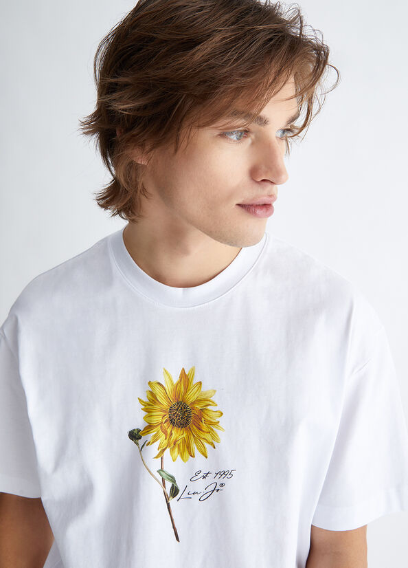 Liu Jo Sunflower Men's T Shirts White | CLR-897215