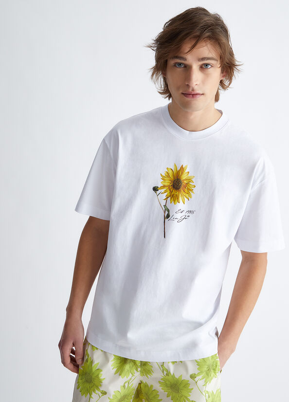 Liu Jo Sunflower Men\'s T Shirts White | CLR-897215