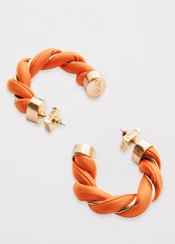 Liu Jo Torchon Effect Hoop Earrings Women's Jewelry Orange | XFG-247951