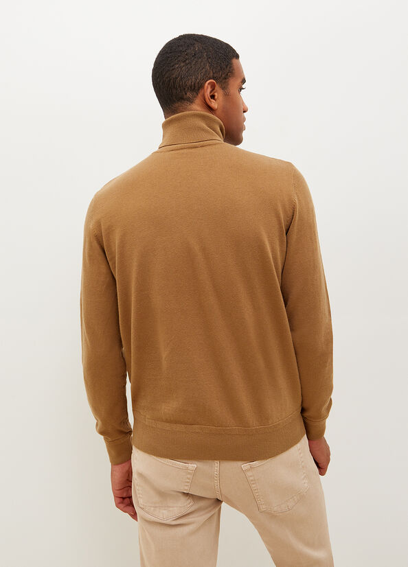 Liu Jo Turtleneck In Cotton Men's Sweaters Brown | BEV-276159