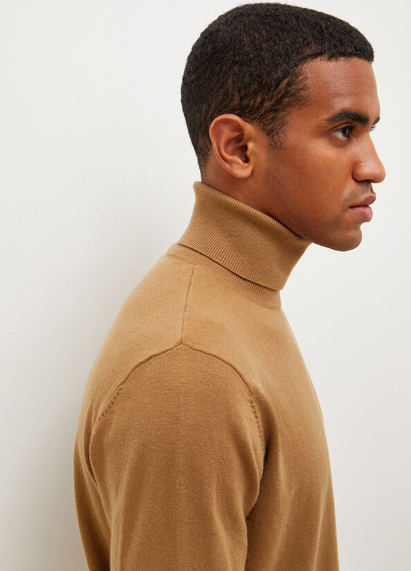 Liu Jo Turtleneck In Cotton Men's Sweaters Brown | BEV-276159