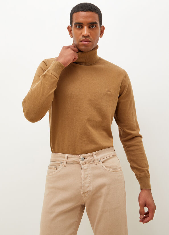 Liu Jo Turtleneck In Cotton Men\'s Sweaters Brown | BEV-276159