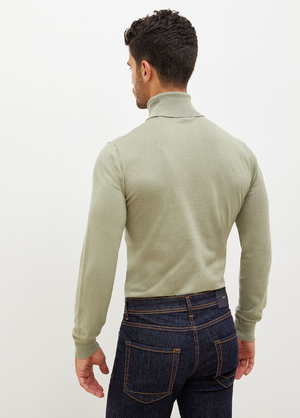 Liu Jo Turtleneck In Cotton Men's Sweaters Olive | WLR-542138