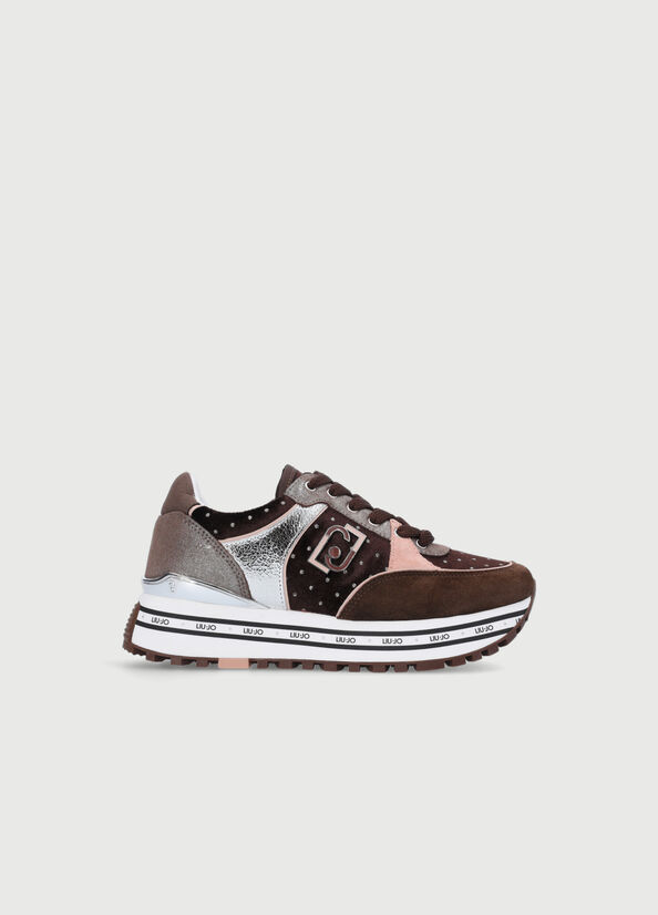 Liu Jo Velvet Platform Women's Sneakers Brown | DQF-651847