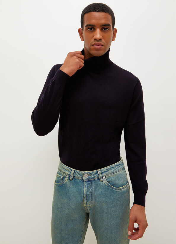 Liu Jo Virgin Turtleneck Men\'s Sweaters Dark Blue | EOL-872196