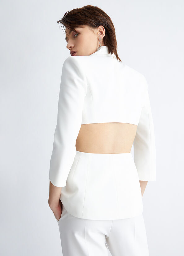 Liu Jo White Blazer With Cut-Out Women's Jackets White | ZNX-586947