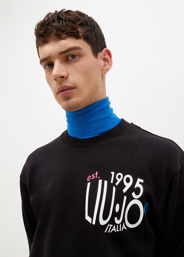 Liu Jo With 1995 Print Men's Sweaters Black | IYE-347918