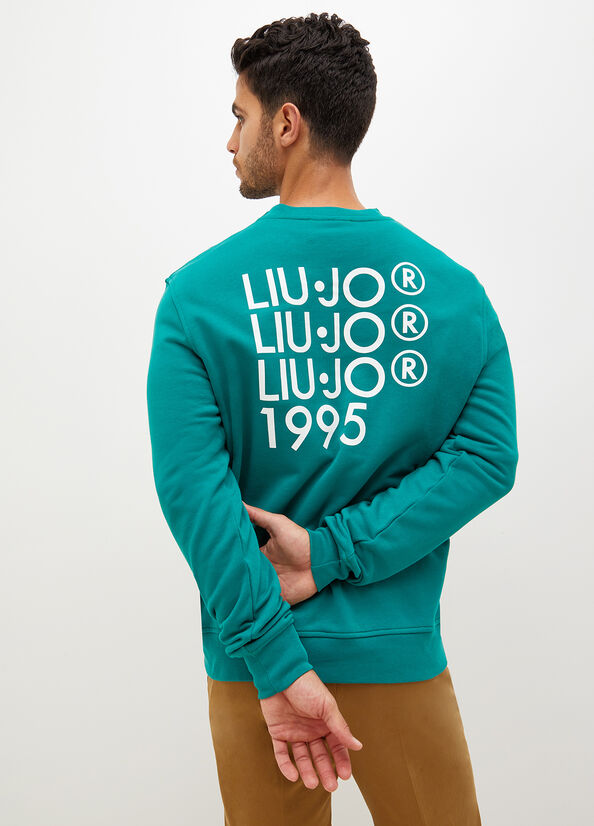 Liu Jo With 1995 Print Men's Sweaters Green | QTP-164723