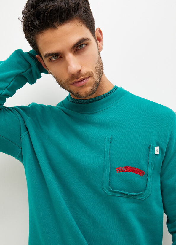 Liu Jo With 1995 Print Men's Sweaters Green | QTP-164723