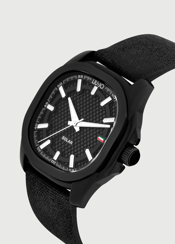 Liu Jo With Denim Strap Men's Watches Black | PEM-379851