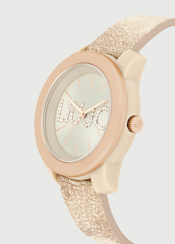 Liu Jo With Denim Strap Women's Watches Beige / Pink | XTN-832601